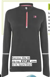  ?? ?? Karrimor Xlite MI zip top, £17.99, sizes 6-16, Sports Direct