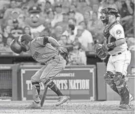  ?? THOMAS B. SHEA/USA TODAY SPORTS ?? The Diamondbac­ks’ Ketel Marte (4) strikes out with men in scoring position in the seventh inning against the Astros on Wednesday at Minute Maid Park in Houston.