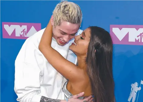  ?? Picture: GETTY ?? Pete Davidson and Ariana Grande attend the 2018 MTV Video Music Awards earlier this year