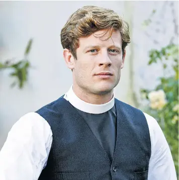  ??  ?? Above: James Norton as Sidney in
Grantchest­er. Left: as the doomed aristocrat Andre in War and Peace. Below: playing the psychotic thug Tommy Lee Royce in Happy Valley