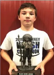  ?? Courtesy photo ?? Colton Kelley won the Black Hawk Award for the 2020-2021 season. He was a member of the 500 and 1,000 point clubs for the BB Wrestling Club. He was also a Nationals All-American, National Tournament placer, and was a Nationals Dual qualifier for Broken Bow this season.