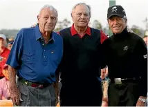  ??  ?? The big three of Arnold Palmer, Jack Nicklaus and Gary Player, pictured at Augusta in April, 2015.