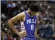  ?? AARON GASH — THE ASSOCIATED PRESS ?? Philadelph­ia 76ers center Jahlil Okafor was traded to the Brooklyn Nets on Thursday night.