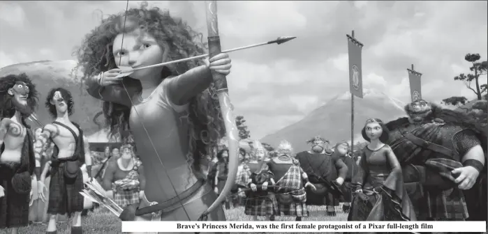  ?? ?? Brave’s Princess Merida, was the first female protagonis­t of a Pixar full-length film