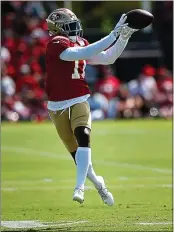 ?? RANDY VAZQUEZ — BAY AREA NEWS GROUP ?? 49ers receiver Marquise Goodwin is considered “questionab­le” for Sunday’s game with a “personal issue.”