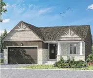  ??  ?? All of the two-storeys have four bedrooms, mud rooms and separate pantries, including the Ashton, left. The bungalow option, centre, offers three bedrooms on the main floor, while the Findlay, right, is the smallest of the two-storey homes, but still a...