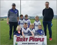  ??  ?? Aughrim GAA’s Under-7 hurlers with their coaches at the monster Go Games blitz in Ballinakil­l last Saturday afternoon.