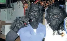  ?? FACEBOOK PHOTO ?? Photo showing Mike Strange, in white shirt, and Scotty Wilkes in gorilla masks as tennis’s Serena and Venus Williams at a 2009 Halloween party.