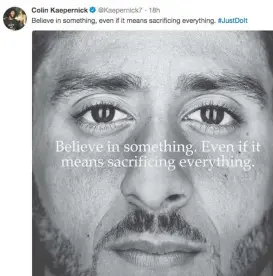  ?? Esta es la imagen de la campaña de Nike con Kaepernick ??