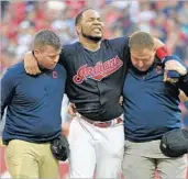  ?? PHIL LONG/AP ?? Indians DH Edwin Encarnacio­n, who was helped off the field Friday, missed his second straight game Monday.