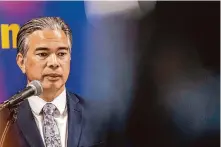  ?? Stephen Lam/ The Chronicle ?? California Attorney General Rob Bonta says he’s “seriously considerin­g” running for governor. He’s raised more than $2 million in the last seven months.