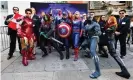  ??  ?? Fans of the Avengers take part in a costume contest before the public premiere of Endgame at the TCL Chinese Theater in Hollywood, California. Photograph: Frederic J Brown/AFP/Getty Images