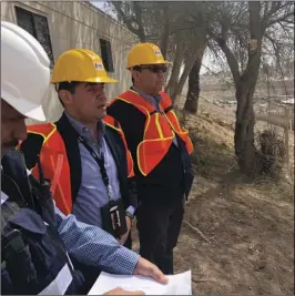  ?? PHOTO ?? County Supervisor­s John Renison and Luis Plancarte visited the port of entry constructi­on site on Monday morning to get an update on the constructi­on timeline in Mexicali. COURTESY