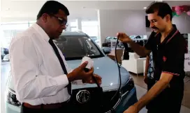  ?? Photo: Supplied ?? Minister for Environmen­t and Waterways, Dr Mahendra Reddy at the launch of Fiji’s first ever eco-friendly electric vehicle at Pala’s Autohouse in Vatuwaqa .