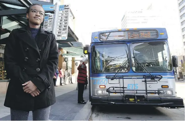  ?? DAVID BLOOM ?? Ward 3 resident Mariam Hatim, who lives in Schonsee, in Edmonton’s far north, relies on transit to get around. Last year, she spent 80 minutes each way commuting to MacEwan University’s west campus.