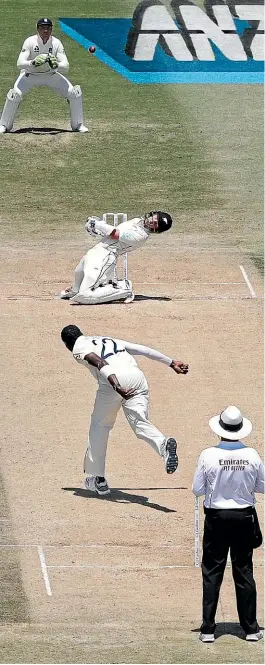  ??  ?? Jofra Archer bounces BJ Watling in the first test – a game of cricket which, bizarrely, doesn’t count for the World Test Championsh­ip.