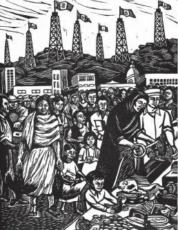  ??  ?? Elizabeth Catlett: Contribuci­ón del Pueblo a la Expropiaci­ón Petróleo (Contributi­on of the People to the Expropriat­ion of Petroleum), linocut, 1960