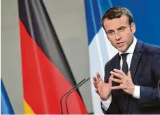  ?? Foto: Britta Pedersen, dpa ?? Will diese Woche in Berlin Emmanuel Macron. für mehr Europa werben: Frankreich­s Staatspräs­ident
