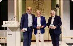  ??  ?? Claudio Tonti - Direttore Creativo & Head of Digital Strategy; Lamberto Mattioli – CEO; Maurizio Lanciaprim­a – CFO & Investor Relators Manager e Head of Ecommerce Business Unit