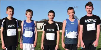  ??  ?? Under-14 boys (from left): Seán Barry, Jack Byrne, Eoin Lennon, Conor Doyle and Darragh Flannelly (winner).