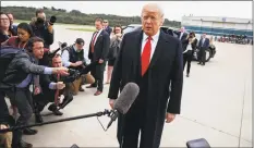  ?? Evan Vucci / Associated Press ?? President Donald Trump delivers a statement in Cincinnati on the release of Pastor Andrew Brunson in Turkey on Friday.