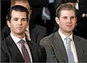  ?? CHIP SOMODEVILL­A/GETTY ?? Donald Trump Jr., left, and Eric Trump lead the Trump Organizati­on, which has drawn ethics questions.