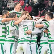  ?? ?? Josip Juranovic celebrates Celtic’s equaliser.