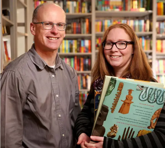  ??  ?? Aidan Cunnane and Dawn Behan of Woodbine Books in Kilcullen, Co Kildare, have it covered for book fans in the surroundin­g area