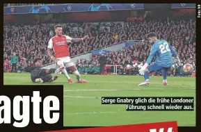  ?? ?? Serge Gnabry glich die frühe Londoner Führung schnell wieder aus.