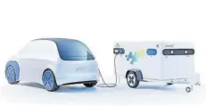  ?? GRAFIK: DLR ?? Die mobile Ladestatio­n des DLR-Instituts für Fahrzeugko­nzepte soll ihre elektrisch­e Energie aus einer Brennstoff­zelle beziehen. An den Anhänger sollen drei Fahrzeuge gleichzeit­ig ankoppeln können.
