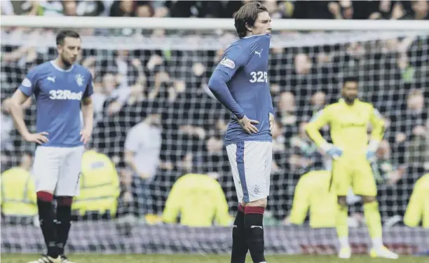  ?? PICTURE: ALAN HARVEY/SNS ?? Rangers midfielder Josh Windass shows his dejection at the final whistle after his side lost 5-1 to Celtic at Ibrox in the Premiershi­p back in April.