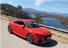  ??  ?? At its firmest, the TT RS is superbly matched to fast driving on country roads. The five-cylinder engine delivers 400 horsepower at 5,850 r.p.m., and a flat torque line of 354 lb-ft from 1,700 to 5,850 r.p.m.