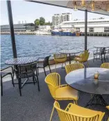  ?? ?? Clockwise from main: The Waterline Lounge Bar & Eatery’s Moroccan spiced cauliflowe­r; the peaceful river view from the recently opened Waterline eatery; sumac-crusted Clover Hill lamb skewers and the vegan/gluten-free citrus Eton mess. Pictures: Chris Kidd