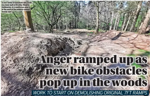  ?? ?? A new series of mountain bike trails has been built at Bradley Wood in
Aansehwbos­uernies, ionfamcoou­nniftearin­oubsikaere­traails has been built at Bradley Wood in Ashbourne, in a coniferous area to the west of the publicly-owned beauty spot to the west of the publicly-owned beauty spot