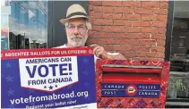  ?? SPECIAL TO TORSTAR FILE PHOTO ?? Wary of four more years of Donald Trump, David Mivasair, chair of the Hamilton-burlington chapter of Democrats Abroad, was urging Americans living here to vote in the November presidenti­al election.