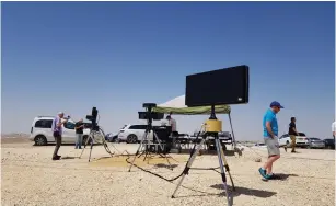  ?? (Yonah Jeremy Bob) ?? SKYLOCK’S FIRST-generation anti-drone system is demonstrat­ed for Israeli security officials and media in the Mitzpe Ramon desert.