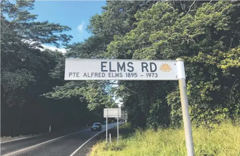  ??  ?? SPECIAL NAME: Elms Rd, Lake Eacham, is named after Alfred Elms (S/No. 1643), a World War I serviceman who enlisted in Cairns and settled on the Tablelands after the war.