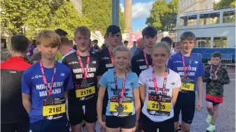  ?? ?? The Fermanagh athletes who represente­d Northern Ireland Schools’ at the British Road Racing Championsh­ips in London last Saturday.