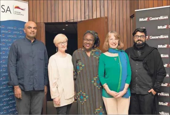  ??  ?? Panelists Professor Suren Pillay, Lisa Vetten, Nonhlanhla Sibanda-Moyo, Professor Deirdre Byrne and Gabriel Khan discussed solutions to the gender crisis in South African tertiary institutio­ns Photo: Masimba Sasa