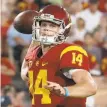  ?? Ryan Kang / Associated Press 2016 ?? USC quarterbac­k Sam Darnold is a Heisman Trophy favorite as a sophomore.