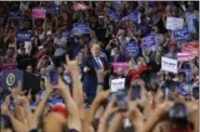  ?? CAROLYN KASTER - THE ASSOCIATED PRESS ?? President Donald Trump arrives at a rally, Thursday, Aug. 2, at Mohegan Sun Arena at Casey Plaza in Wilkes Barre, Pa.