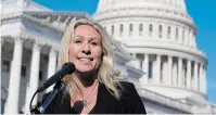  ?? SUSAN WALSH THE ASSOCIATED PRESS ?? Speaking to reporters at Capitol Hill on Friday, Rep. Marjorie Taylor Greene accused news organizati­ons of “addicting our nation to hate.”