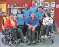 ??  ?? The Special Olympics team with three members of the boccia club which meets every week in the Lochgilphe­ad Resource centre.