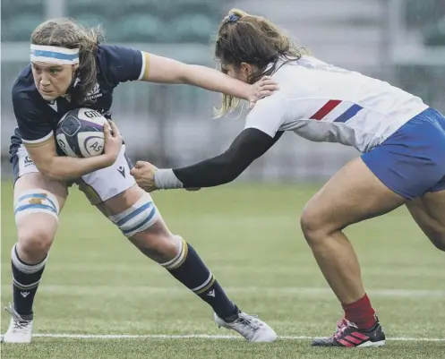  ??  ?? 0 Rachel Mclachlan in action for Scotland during the Six Nations match against France in October.