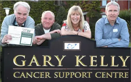  ??  ?? Terry Collins, Eamonn Hanratty, Ann Tracey and Frank Flanagan at the launch of the walk at the Gary Kelly centre