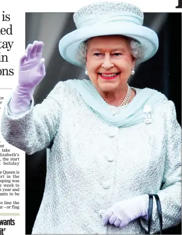  ?? ?? 70 YEARS ON THE THRONE: Queen Elizabeth will celebrate next weekend