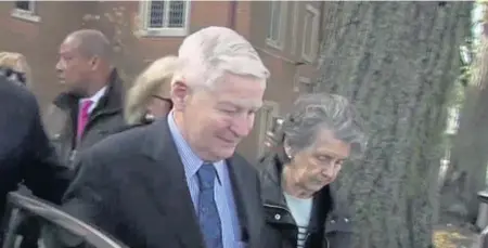  ?? COURTESY OF NBC10 BOSTON ?? PRIVATE CEREMONY: Former state Senate president William Bulger attends the funeral Mass for his brother, James ‘Whitey’ Bulger, left, at St. Monica-St. Augustine Church, below, in South Boston yesterday.