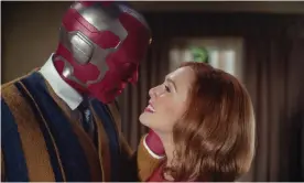  ??  ?? Elizabeth Olsen as Wanda and Paul Bettany as Vision in WandaVisio­n. Photograph: