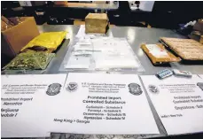  ??  ?? Fentanyl and the even more lethal carfentani­l are among the illegal drugs stored in the detention room at JFK Airport.