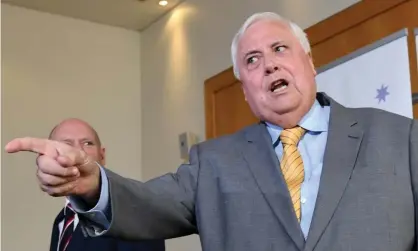  ?? Photograph: Darren England/AAP ?? United Australia party leader Clive Palmer has used Gibraltar, a tiny nation with a population of 33,691, to argue his case against Covid vaccinatio­ns.